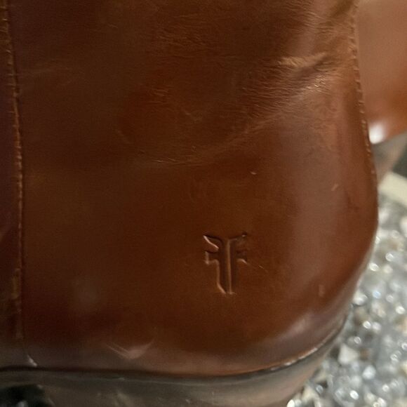 New with tags FRYE brown cognac genuine leather western country ankle booties - Picture 11 of 12